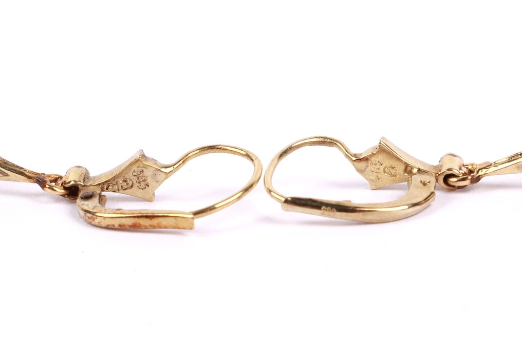 耳環 - 14 克拉 白金, 黃金 鉆石 (天然)  #3.2