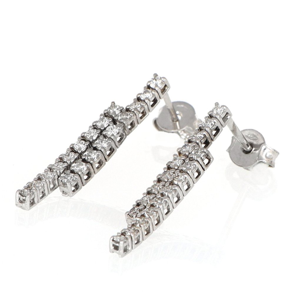 χωρίς τιμή ασφαλείας - Σκουλαρίκια - 18 καράτια Λευκός χρυσός Διαμάντι (Φυσικό) #1.0