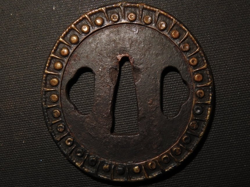 武士刀 - 锻铁, 黃銅 - Shingen Tsuba w/Fukurin : C5-318 - 日本 - 江戶時代(1600-1868) #1.0