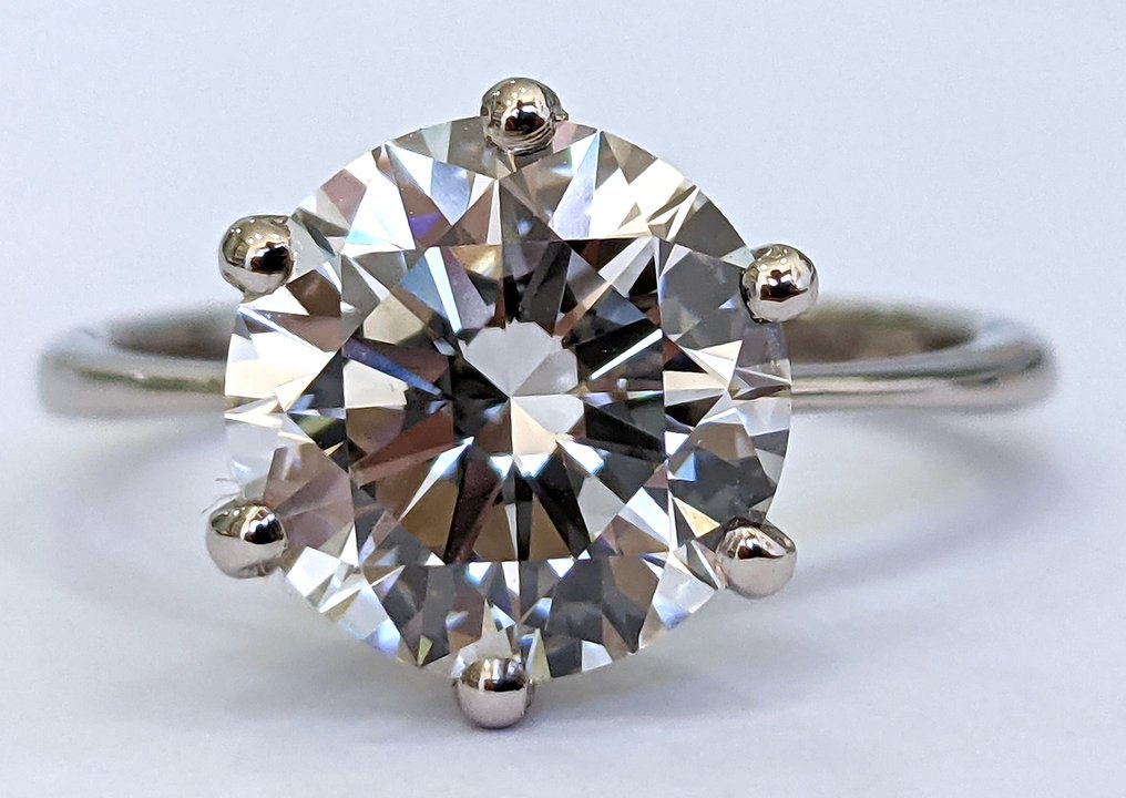 Senza prezzo di riserva - Anello - 14 carati Oro bianco - 3.00ct. tw. Diamante (Coltivato in laboratorio) - E VVS2 IGI Certificato #2.1