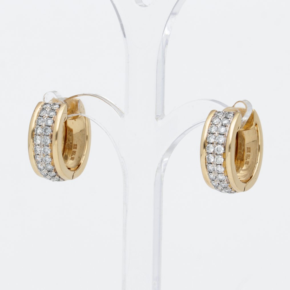 耳环 - 18K包金 黄金 钻石 (天然)  #1.0