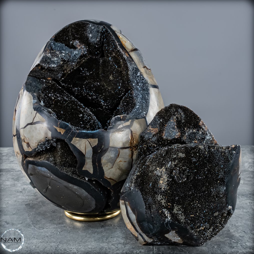 Septarien-Ei mit offener Druse – Fossiles Naturkunstwerk in edler Freiform Von Höchster Qualität- 7020.17 g #3.2