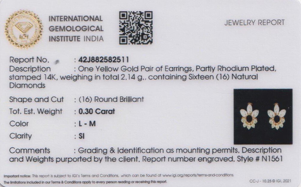 Sans prix de réserve - Boucles d'oreilles cloutées - 14 carats Or jaune -  0.30ct. tw. Diamant (Naturelle) - Boucles d'oreilles en or et diamants #2.1