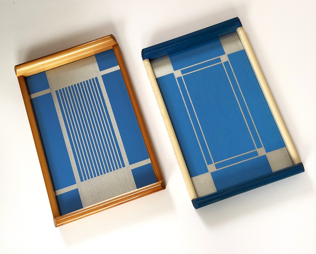 Vassoio decorativo - Set di due vassoi vintage rettangolari in stile moderno di metà secolo #3.2