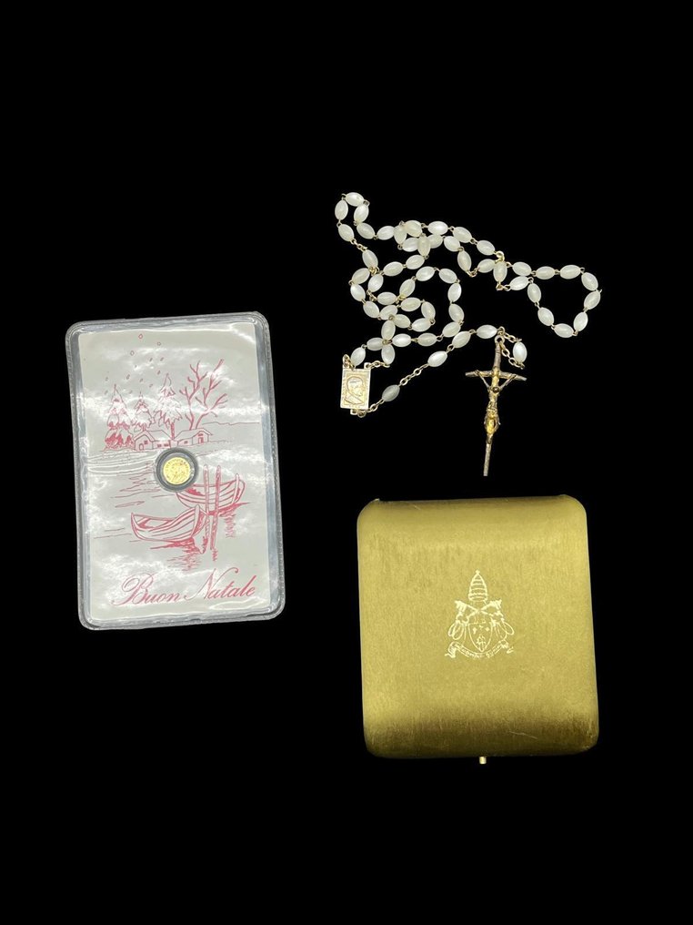 Πάπας Παύλος VI - Ροζάριο της ιδιωτικής ακρόασης - Ευλογημένο και δωρημένο από τον Άγιο Πατέρα + - Μέταλλο, Γυαλί - 1960-1970 #1.0