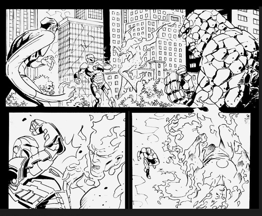 Caracuzzo, Giancarlo - 1 Original page - Fantastic Four, Iron Man - 2017 #2.1