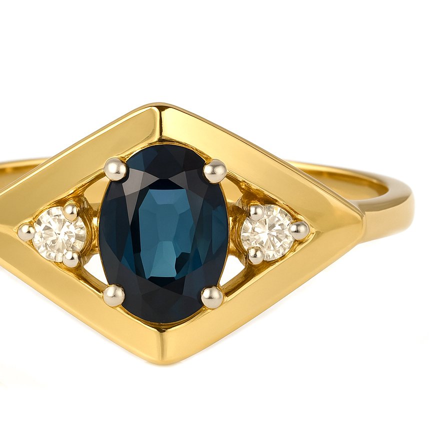 Δαχτυλίδι - 18 καράτια Κίτρινο χρυσό -  0.67ct. tw. Ζαφείρι - Διαμάντι #2.1