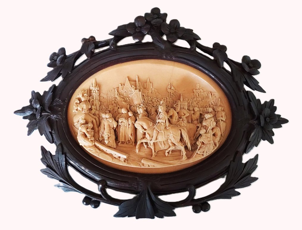 贾斯汀·马蒂厄(1796-1864)——浮雕——圣路易斯承载荆棘冠的圣礼拜堂 - 匾 - 海泡石, 木 #1.0