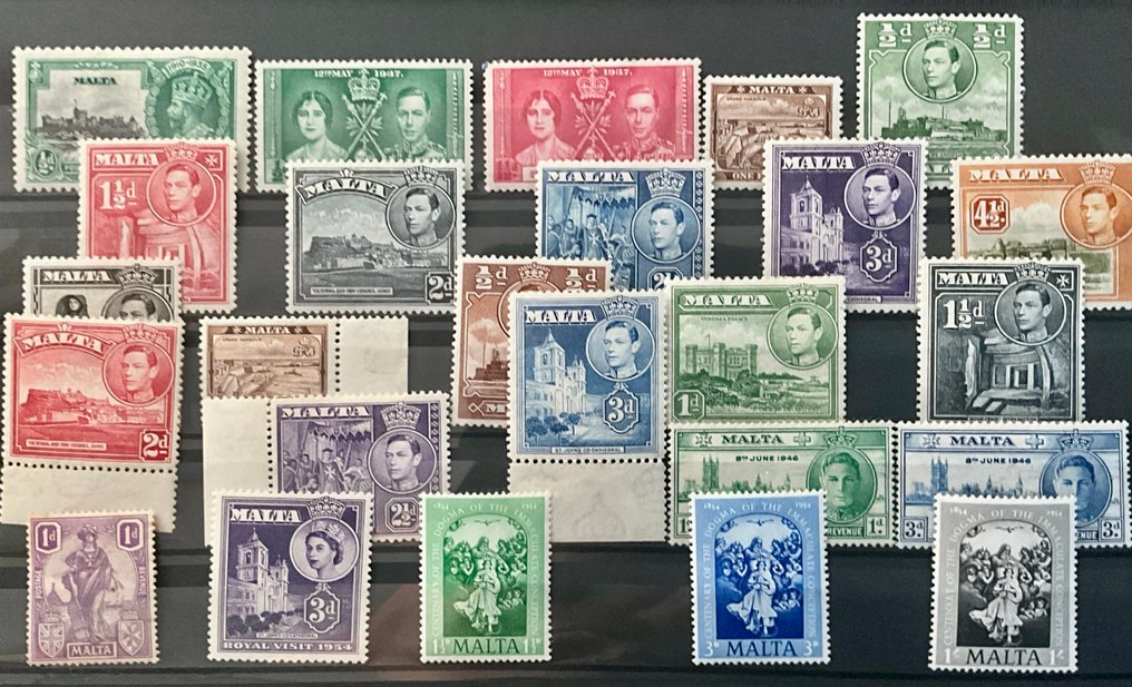 British Commonwealth 1901/1947 - Gibraltar and Malta in 2 stock cards with mint and unused stamps + complete set. - Michel #1.0