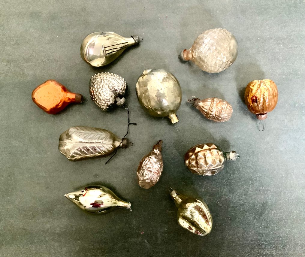 Χριστουγεννιάτικα στολίδια (12) - Αρχαία γυάλινα Χριστουγεννιάτικα στολίδια δεκαετίες 1930-1950 - Γυαλί #1.0