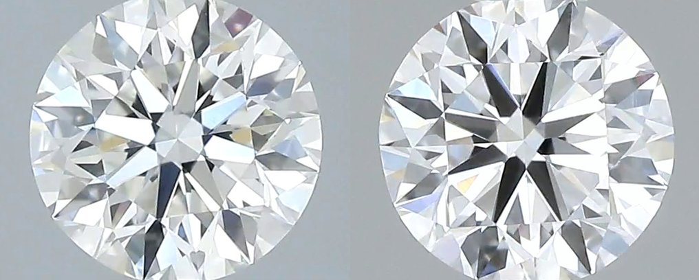 No reserve price - 2 pcs Diamond (Natural) - 0.80 ct - Round - D (colourless) - IF - Gemological Institute of America (GIA) - *Matching Pair* *EX VG* #1.0