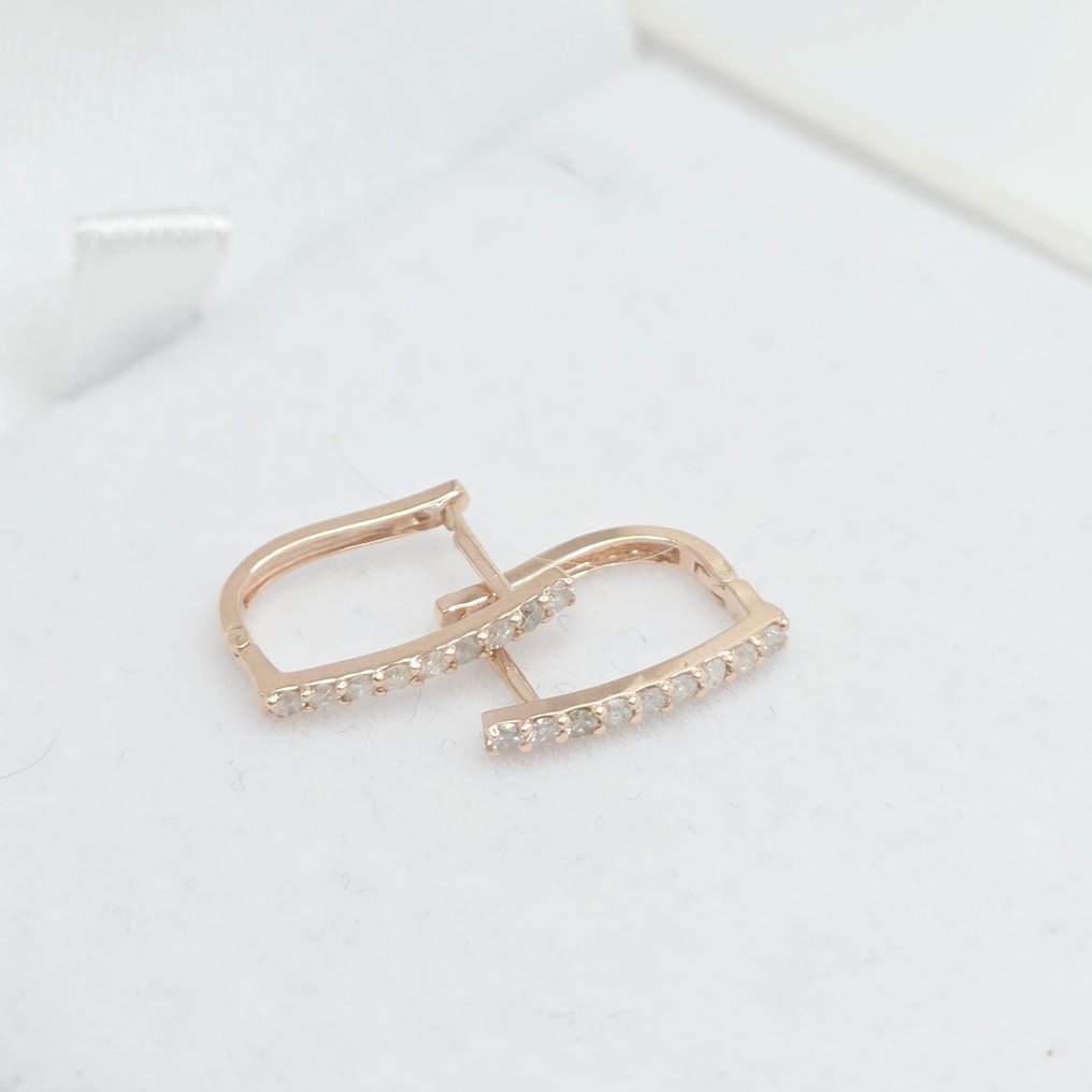 沒有保留價 - 耳環 - 14 克拉 玫瑰金 - 0.24ct. tw. 鉆石 (天然) #4.3