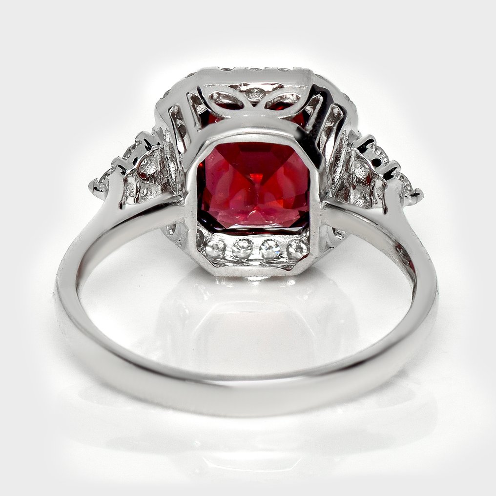 χωρίς τιμή ασφαλείας - Δαχτυλίδι αρραβώνων - 14 καράτια Λευκός χρυσός, HRD 3.20 ct Έντονο Κόκκινο -  3.63ct. tw. Γρανάτης - Διαμάντι #4.3