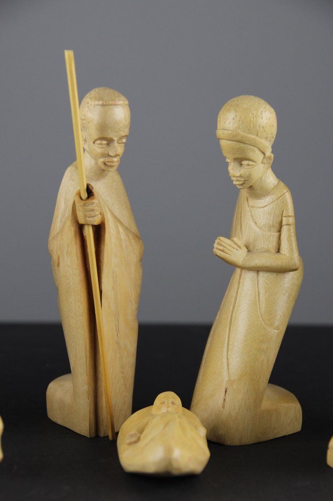 Carving, Kerstgroep - 12 cm - Wood #1.0