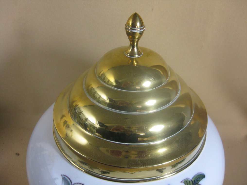 Tobakkskrukke - Steingods, Kobber - Makkum Tichelaar #2.1