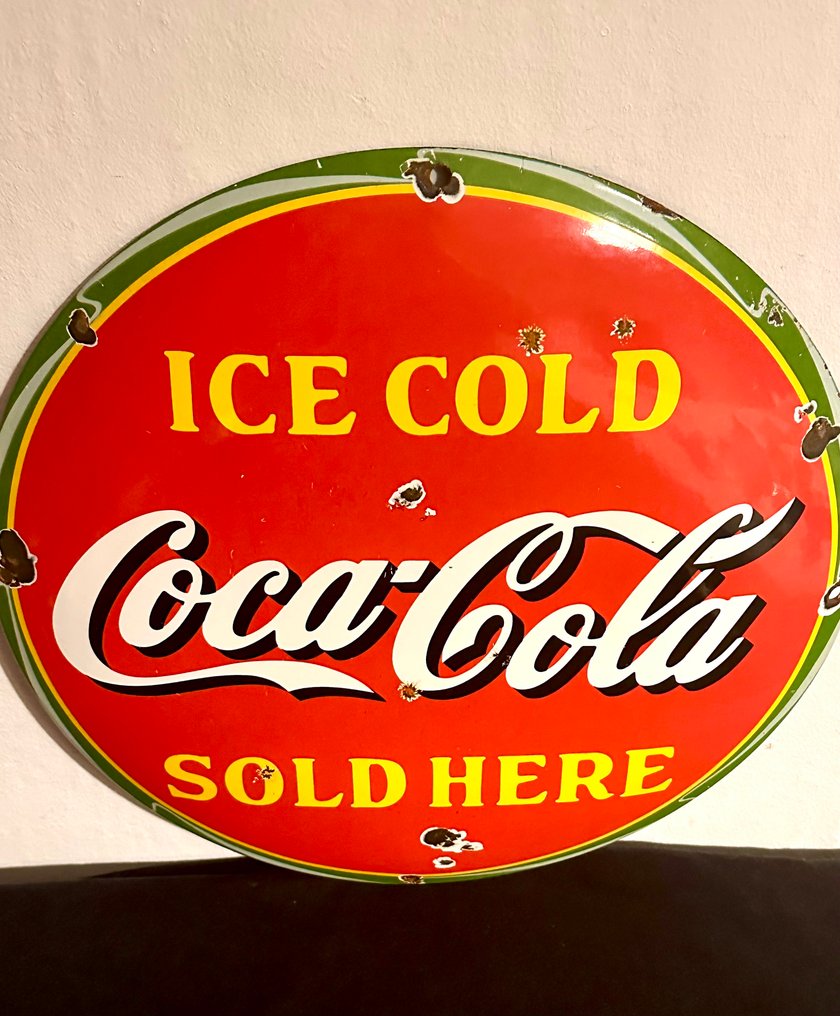 No reserve- Vrij groot Coca Cola emaille reclamebord - Emalikyltti - Metalli #3.2