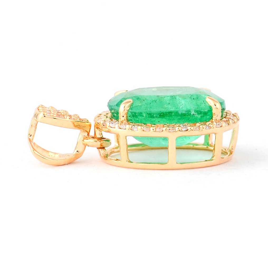 χωρίς τιμή ασφαλείας - Κρεμαστό κόσμημα - 14 καράτια Κίτρινο χρυσό -  2.49ct. tw. Σμαράγδι - Διαμάντι #2.1