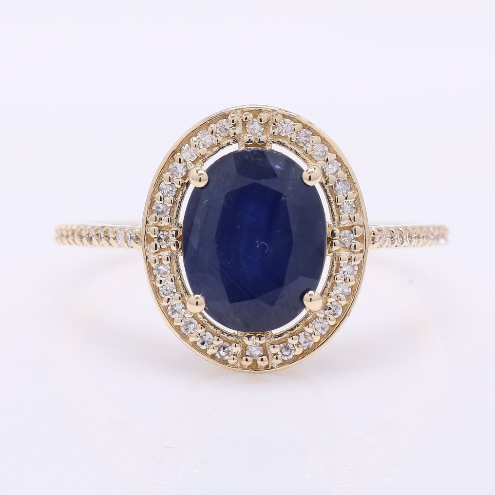 Sans prix de réserve - Bague - 14 carats Or jaune -  2.92ct. tw. Saphir - Diamant #1.0