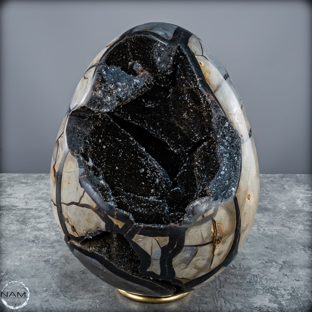 Septarien-Ei mit offener Druse – Fossiles Naturkunstwerk in edler Freiform Von Höchster Qualität- 7020.17 g #4.3