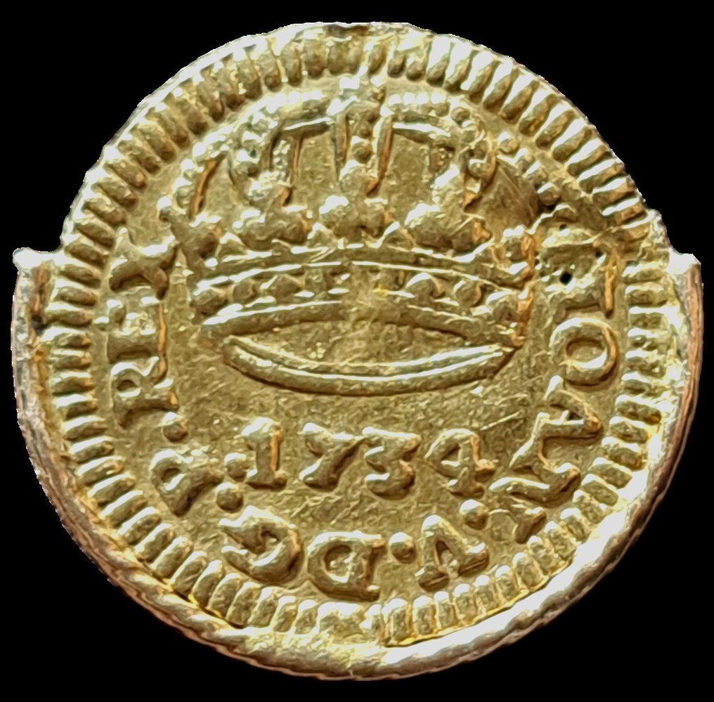 Portugal. João V (1706-1750). Cruzadinho (400 Reis) - 1734 "R" ouro (Zonder minimumprijs) #1.0