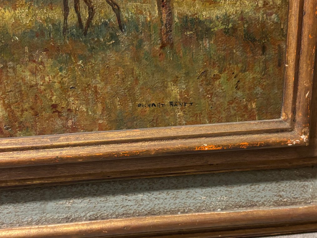 Richard Ranft (1862-1931) - Cerf dans la clairière automnale (Paesaggio autunnale con cervo) #2.1