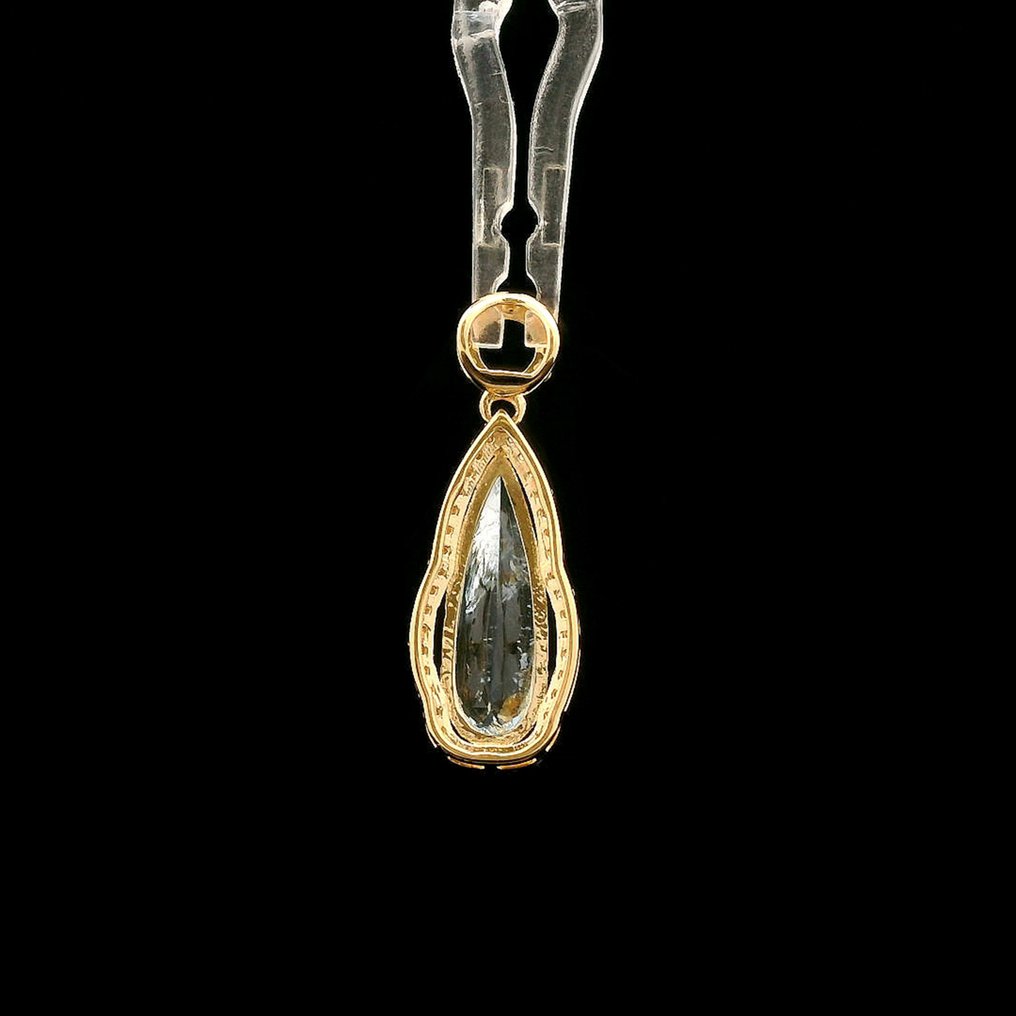 没有保留价 - 吊坠 - 14K包金 黄金 -  1.69ct. tw. 海蓝宝石 - 钻石 #4.3