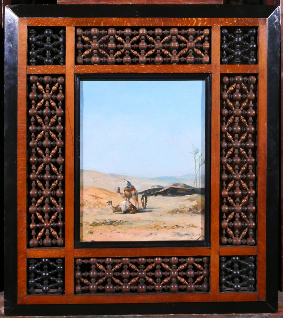 A. Piattoli (XIX) - Egypt, Desert Landscape with dromedaries #1.0