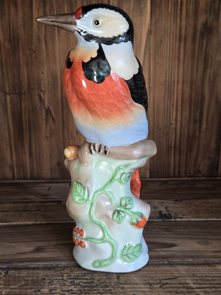 Herend - Άγαλμα, Black Woodpecker Bird - 225 mm - Πορσελάνη - 1992 #3.2