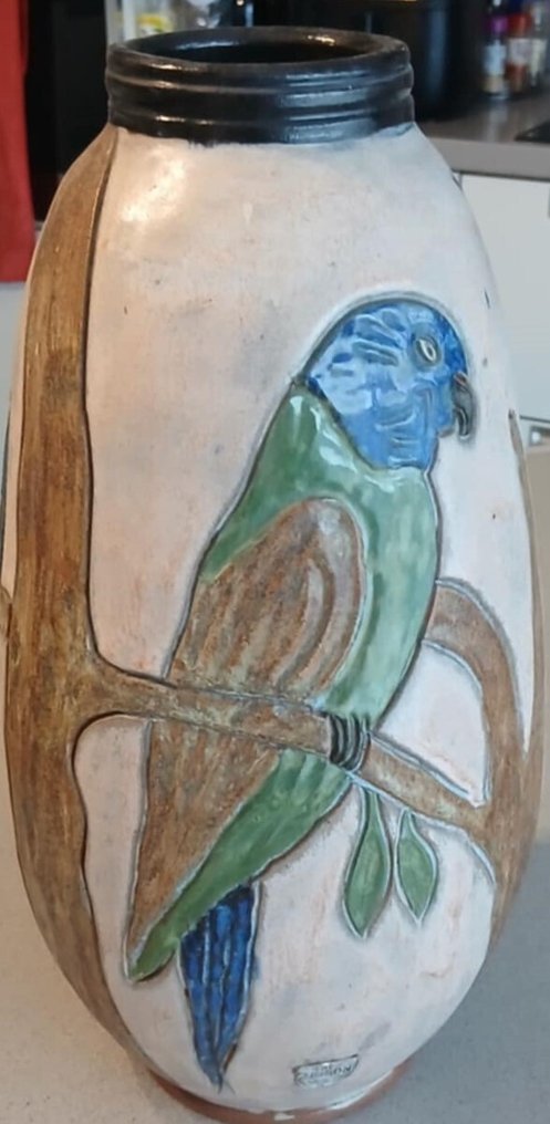 Biron - Βάζο -  Διακόσμηση παπαγάλος (Ύψος 35  - Πήλινα #4.3