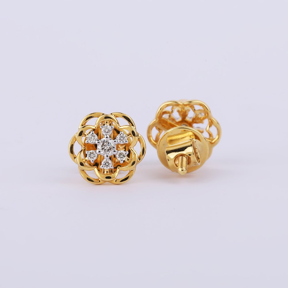 Nincs minimálár - Stud fülbevaló - 14 kt. Sárga arany - 0.17ct. tw. Gyémánt (Természetes) - Arany gyémánt fülbevalók #4.3