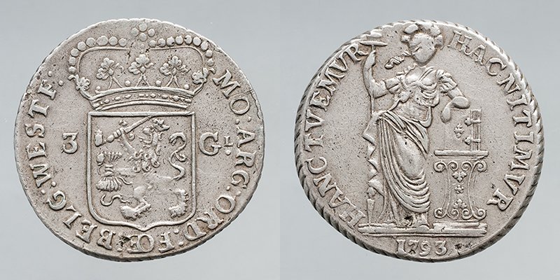 Nederland, West-Friesland 3 Gulden (Generaliteits) 1793 (Zonder minimumprijs) #2.1