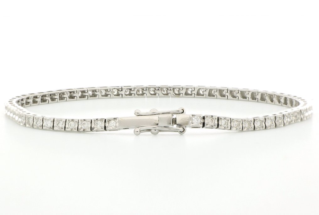 没有保留价 - 手镯 - 18K包金 白金 -  0.96ct. tw. 钻石 (天然)  #1.0