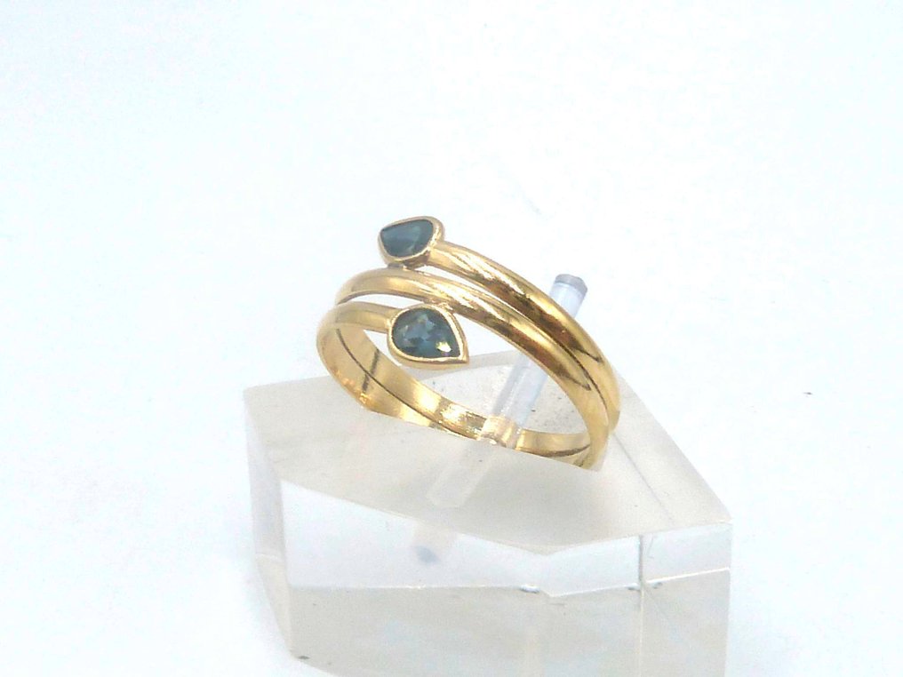 Bague - 18 carats Or jaune Saphir #4.3