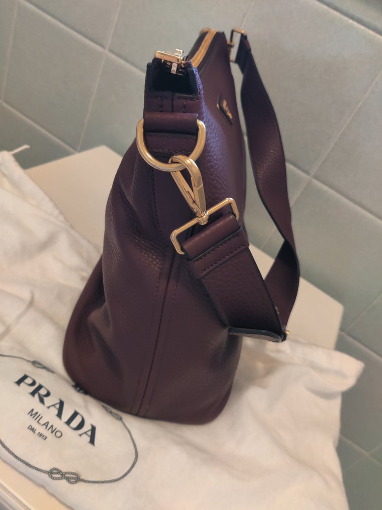 Prada - Vitello daino granata - Geantă de umăr #3.2
