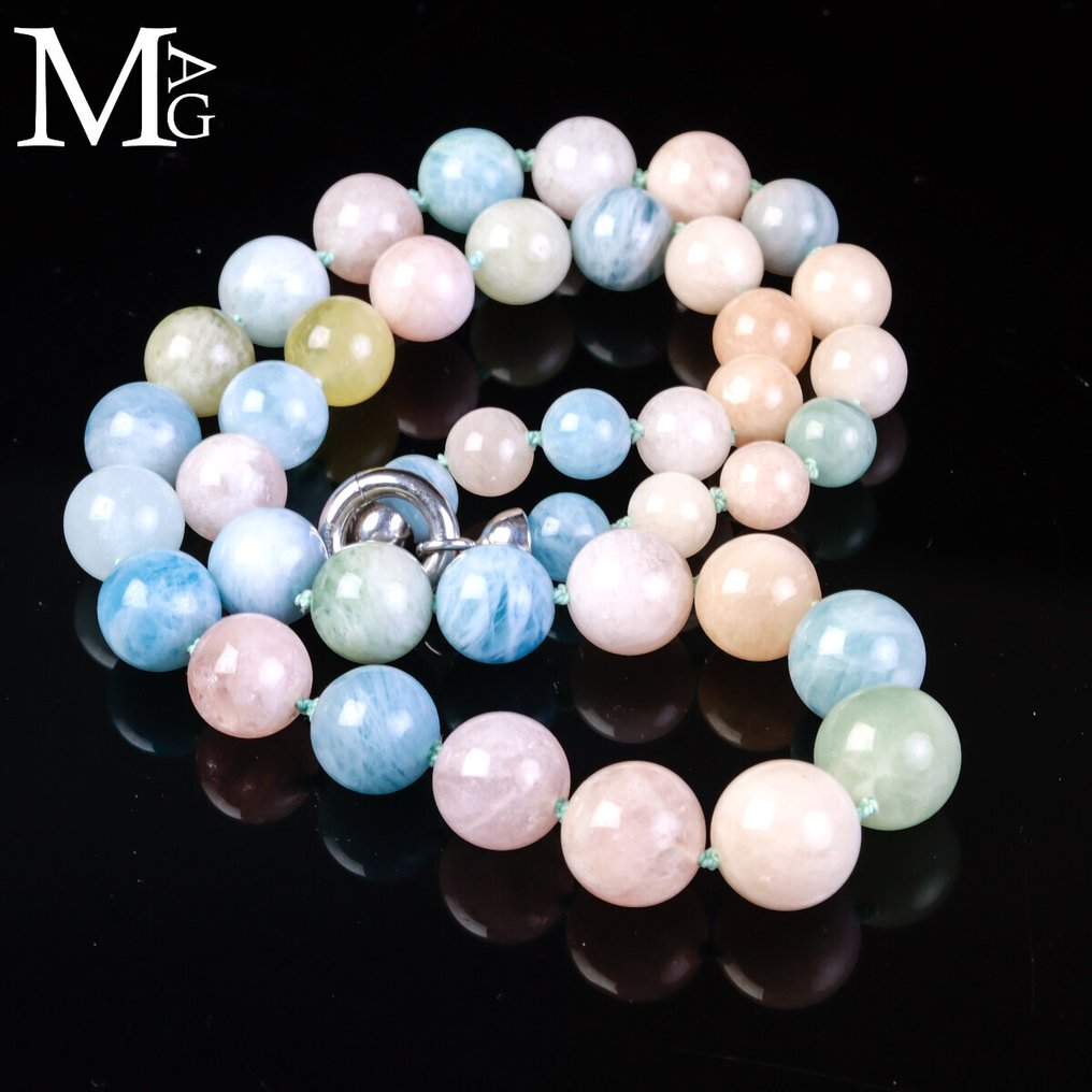 一流品质宝石 Collier Berilli：海蓝宝石与摩根石 - 高度: 510 mm - 宽度: 14 mm- 78 g #4.3