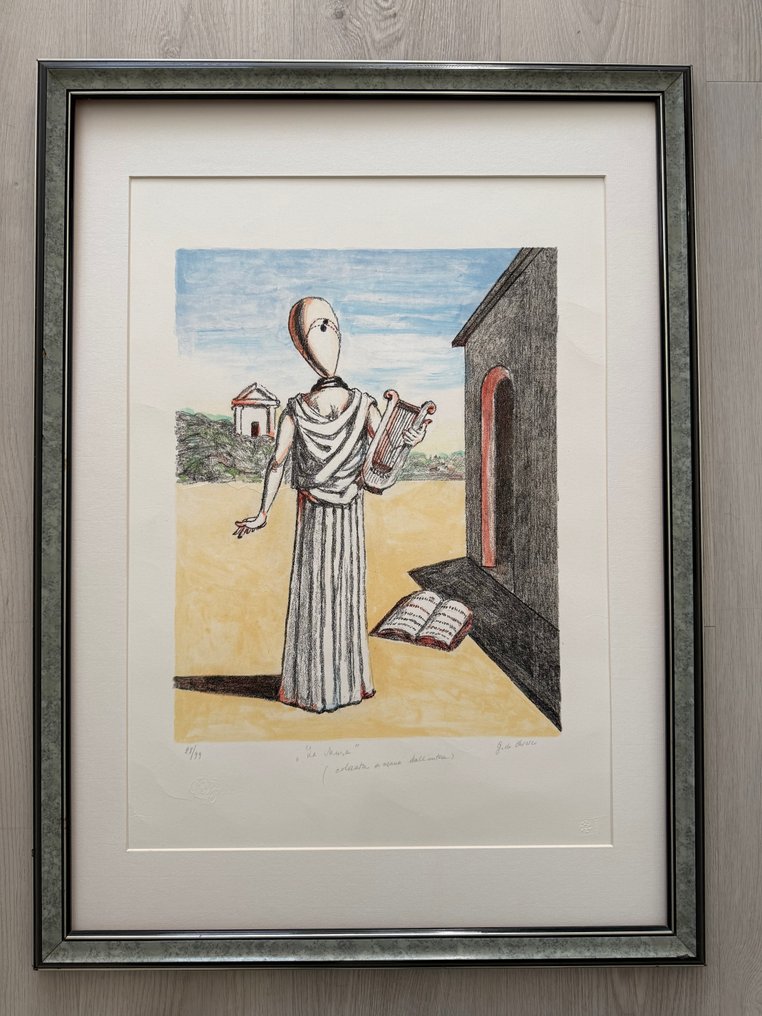 Giorgio De Chirico (1888-1978) - “La musa della storia” - colorata a mano #1.0