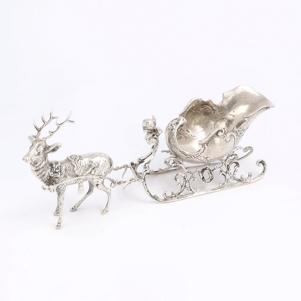 Rendier met Slede - Figura en miniatura - .800 plata #1.0