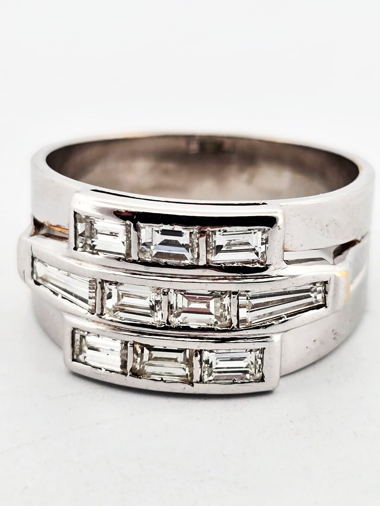 戒指 - 18 克拉 白金 -  1.00ct. tw. 鉆石 (天然)  #1.0