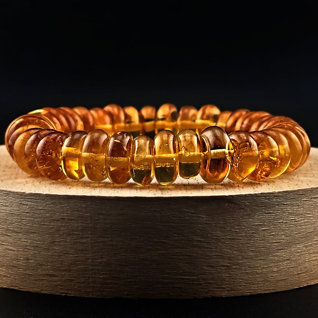 Εντυπω βραχιόλι από Βαλτική ρητίνη – Λείοι δίσκοι μελιού – Λαμπερή ζεστή λάμψη - Κεχριμπάρι  (χωρίς τιμή ασφαλείας) #1.0