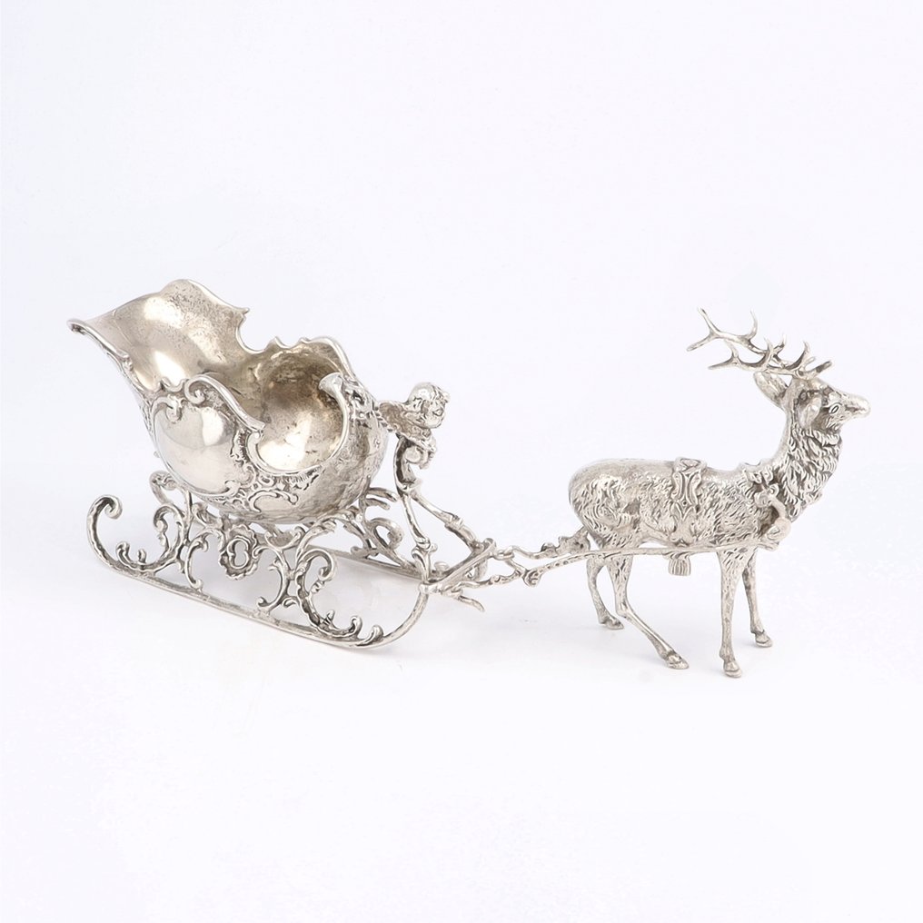 Rendier met Slede - Figura en miniatura - .800 plata #1.0
