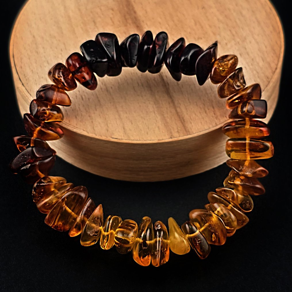 Βραχιόλι από Βαλτικό Κεχριμπάρι – Μείγμα Χρυσού, Κονιάκ και Κερασιού – Χειροποίητη Fossil Harmony - Κεχριμπάρι  (χωρίς τιμή ασφαλείας) #1.0