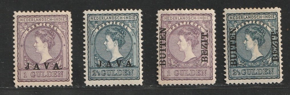 Dutch East Indies 1908 - High values Java and outside possession Queen Wilhelmina. - NVPH 79/80 en 97/98 #1.0