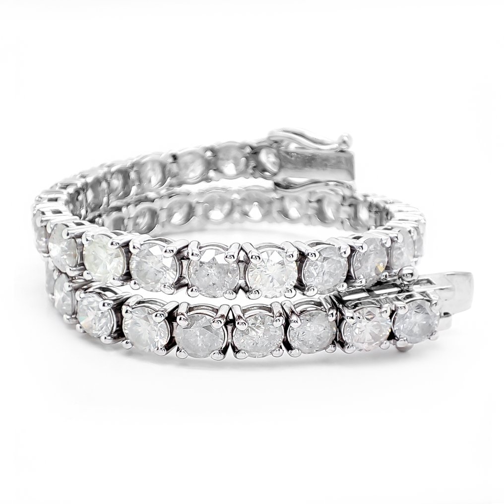 沒有保留價 - 手鈪 - 14 克拉 白金 - 11.90ct. tw. 鉆石 (天然) #1.0