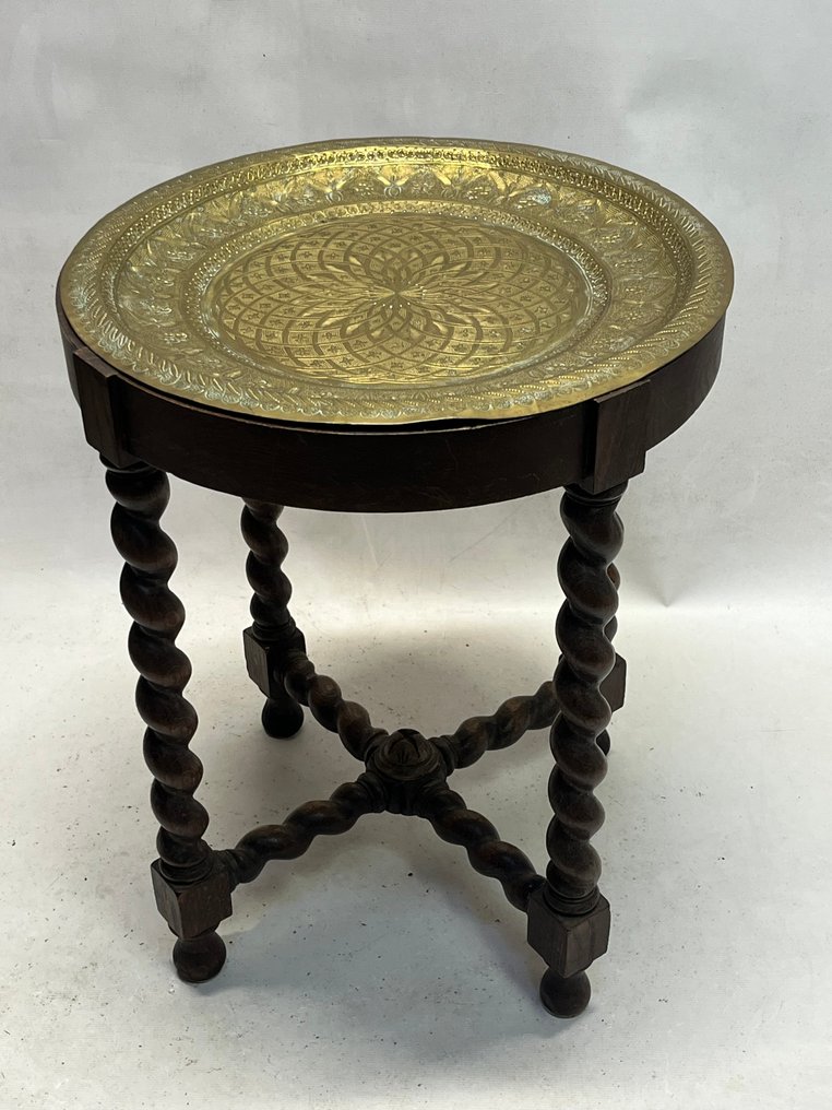 Sivupöytä - Puu, Messinki - itämainen teepöytä #2.1