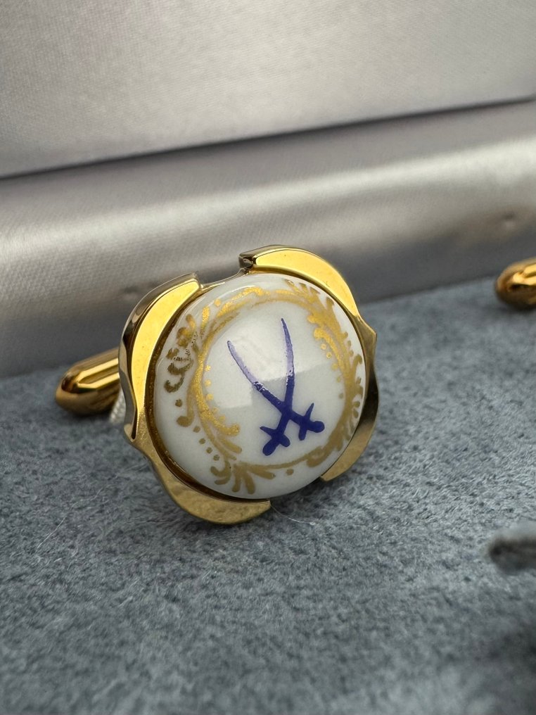 Metall, Porzellan - Manschettenknöpfe - Meissen-Set mit Box #4.3