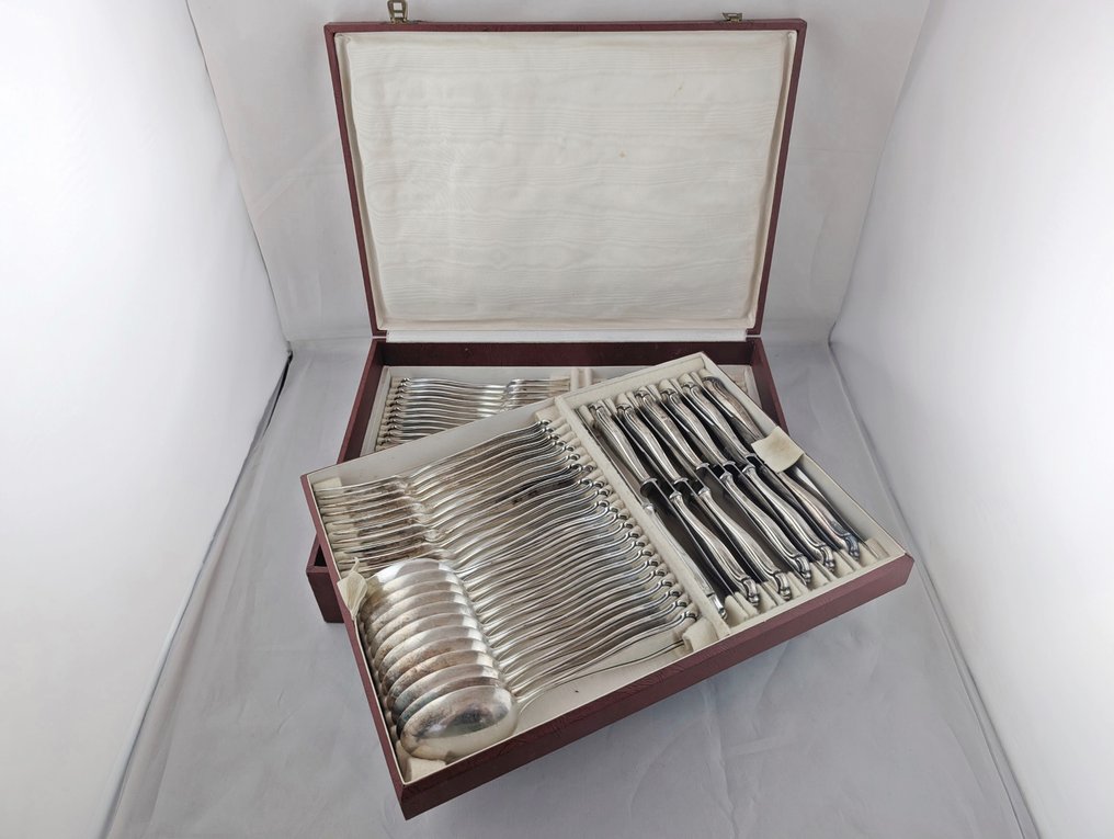 Alpaca Solingen Silber 100 - Servizio di posate per 12 (84) - Placcato argento - Bellissimo set di posate nella sua scatola originale da mensa #3.2