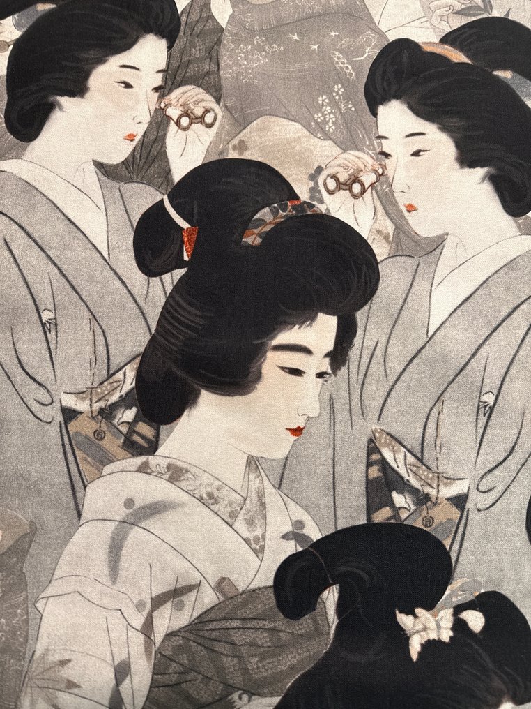 San Leucio - Large panel of sturdy canvas, Japanese-style Toile de Jouy. - Textile - 280 cm - 150 cm #2.1