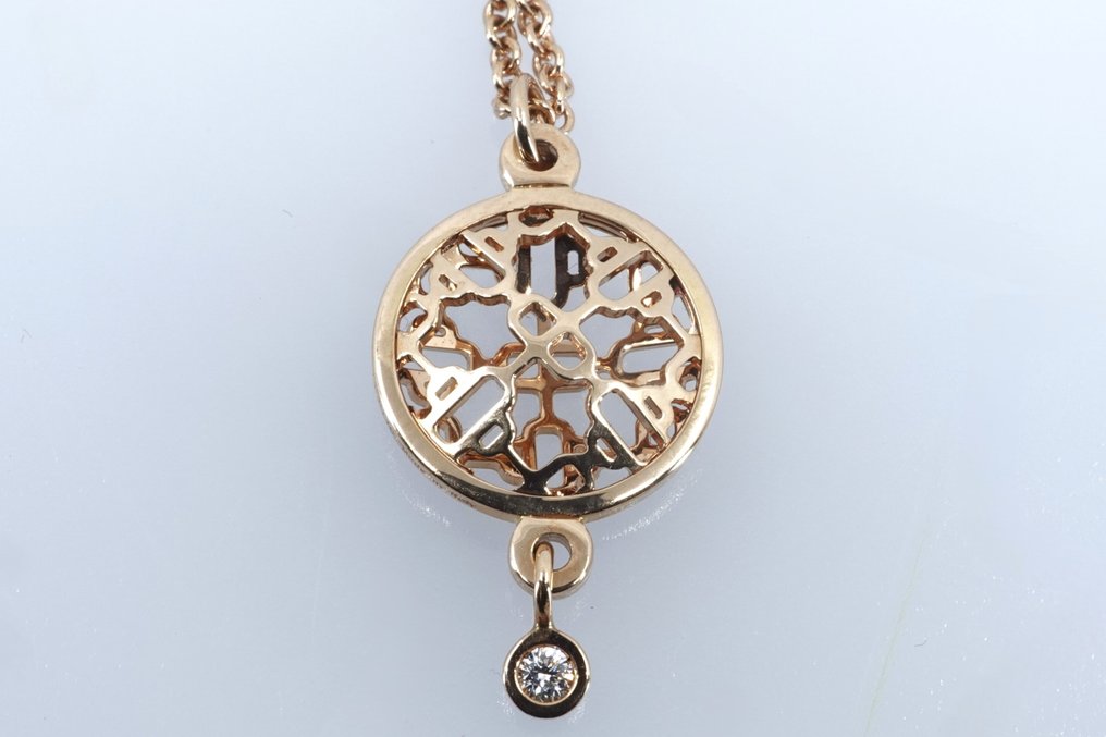 Hermès - Κολιέ - Diamond Chaine d'Ancre Passerelle - 18 καράτια Ροζ χρυσό - 0.06ct. tw. Διαμάντι (Φυσικό) #1.0