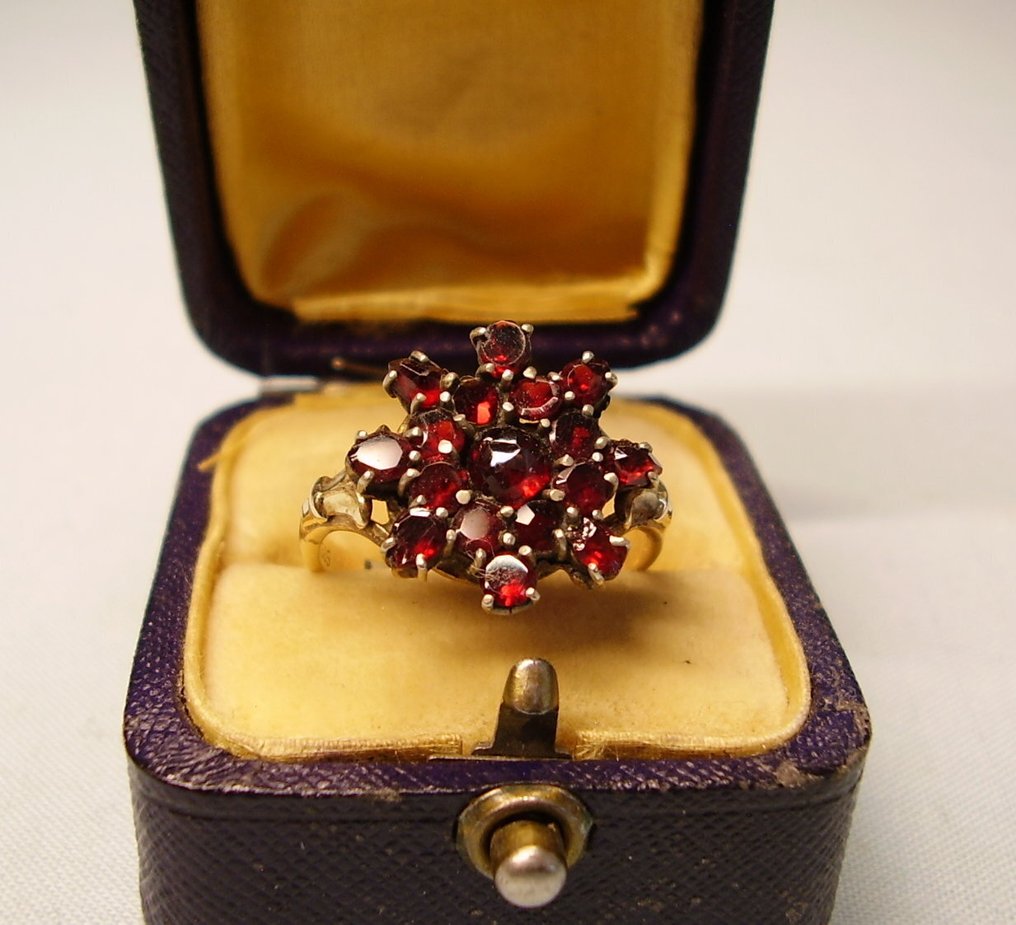 χωρίς τιμή ασφαλείας - Δαχτυλίδι - 14 καράτια Κίτρινο χρυσό -  3.00ct. tw. Γρανάτης - Αρχαία εργασία circa 1880/1900. #1.0