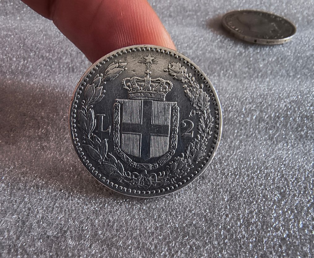 Olaszország, Királyság Umberto I. 2 Lire 1881/1Lira 1863 (Nincs minimálár) #4.3